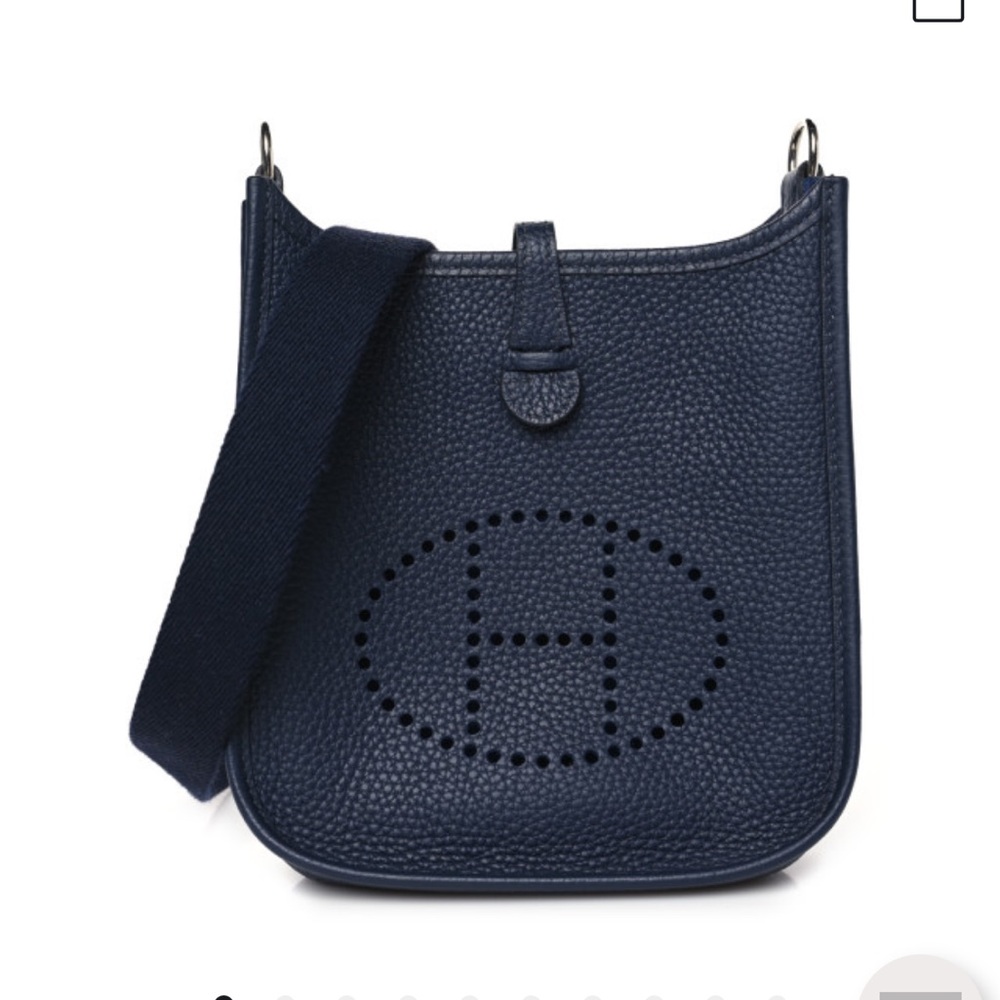 Hermès evelyne mini crossbody bag navy leather